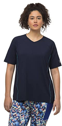 Ulla Popken, Damen, große Größen, T-Shirt, UV-Schutz 50+, V-Ausschnitt, Halbarm
