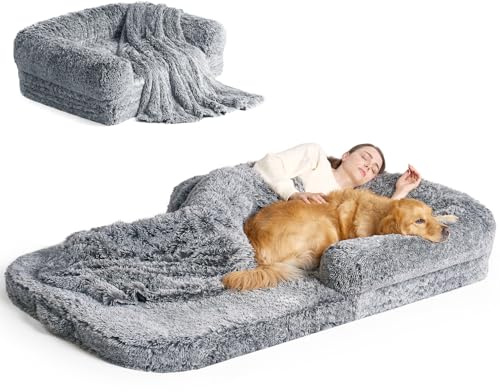 EHEYCIGA Orthopedic Foldable Human Dog Bed - 72x44x11, Grey