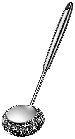 Brosse à récurer en acier inoxydable avec poignée en métal pour casseroles, poêles, grills, barbecue, brosse de nettoyage pour griller, enlever la saleté, brosse de nettoyage pour perceuse