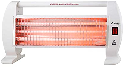 THINIA HOME Estufa de Cuarzo Blanco 1200W Radiador Eléctrico Barras de Cuarzo Horizontales | Bajo Consumo 3 Niveles de Potencia | Sensor Antivuelco