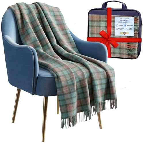 Couvertures en laine douce pour les genoux des personnes âgées et des adultes - 188 x 78 cm - Plaids écossais à franges - Couverture de voyage - Couverture d'hiver ( Tartan ancien Fraser Hunting )