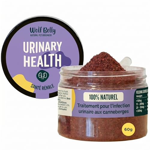 Wolf Belly – Suplemento Urinario para Perros y Gatos 100% Natural (60 g) con Arándanos, Rosa Mosqueta y Vitamina C | Equilibra pH y Reduce Cistitis | Salud Renal | Polvo – Hecho en España