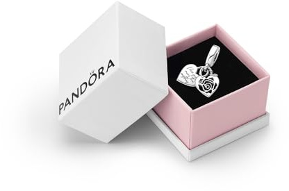 PANDORA Moments, Rose Heart Double Dangle Charm, Gift Box | Sterling Silver Heart Padlock Charm With Rose Cut-Out, Engraved I Love You More Than Anything, for Moments