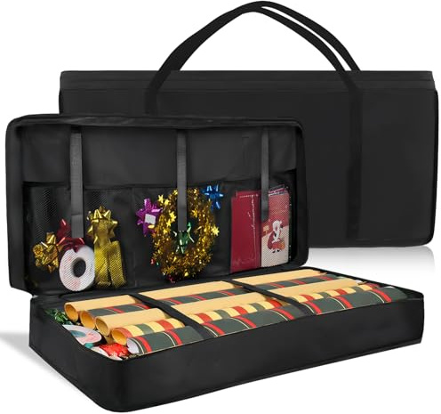 Aufbewahrungstasche für Geschenkpapier 600D Oxford Aufbewahrungstasche: Schwerlast Wasserdichtes Reißfest Geschenkpapierrollen Organizer Geschenkpapier aufbewahrung 82x35x14cm für Karten, Schleifen