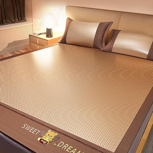 Sommer Kühlung Pad Kühlung Bettdecke Matratze Faltbare Bambusmatte fürs Bett, Sommer-Matratzenauflage aus Bambus, Kühlmatte aus Rattan, atmungsaktives, glattes Bettlaken(80cm*190cm)