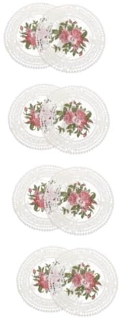 Amosfun 8 STK Bestickter Topflappen Platzdeckchen Für Kaffeetassen Retro Tischdecken Rund Gehäkelter Blumenuntersetzer Untersetzer Becherhalter Untersetzer Dollys Spitze Weiß