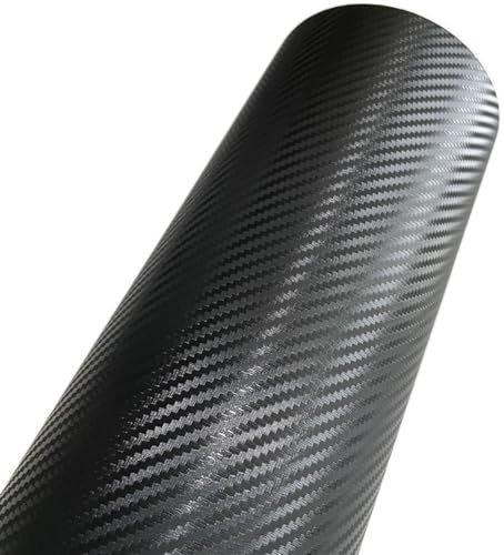 SQIANKUN Autofolie Schwarz-rot-weiße Kohlefaser-Vinyl-Autoverpackungsfolie mit Luftfreisetzung, Selbstklebende Motorrad-Roller-Boot-Autoaufkleberverpackung Auto Folie(Noir,10cm x 152cm)
