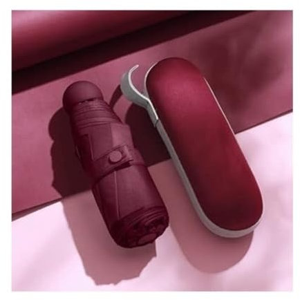 HAODUOO Folding Umbrellas Sun Umbrella Anti-ultraviolet Sunny And Rain Dual-use Female Five-folding Capsule Small Portable Sunshade Luggage Travel Gear