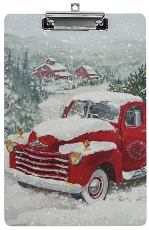 Klemmbretter für Kinder, Weihnachts-LKW, Winterlandschaft, Druck, Acryl-Klemmbrett, leichtes Klemmbrett, A4-Größe, hält 21,6 x 32,5 cm, für Lehrer, Studenten, Frauen, Männer, Mädchen, Jungen