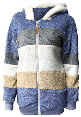 Vestes Polaires Femme Zippé Pull Épais en Peluche Vêtements d'extérieur Confortable Manteau Moelleux Oversize Col Montant Fermeture Éclair Grande Taille Teddy Hiver Chaud Blazer Haut