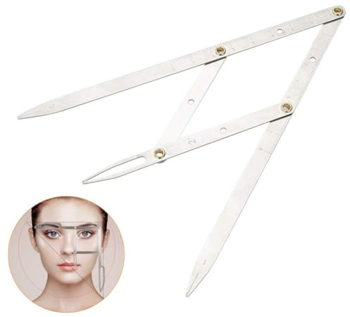 Faltbares Edelstahl Augenbrauen-Lineal, Goldener Schnitt Zirkel PMU Augenbrauen Lineal, Faltbares Augenbrauen für Microblading Permanent Makeup