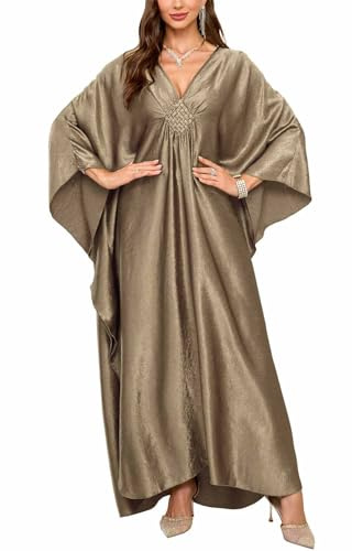 Orshoy Womens Kaftan Full Length Beach Bikini Cover Ups Bohe Caftan Kimono Tunic Swimwear Nightdress One Size Silver Gray