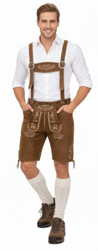 TR Martha Premium Lederhose für Herren - Elegante Trachtenhose Gr.46-60 - Designer Lederhosen in 4 Farbvarianten (50, mittelbraun)