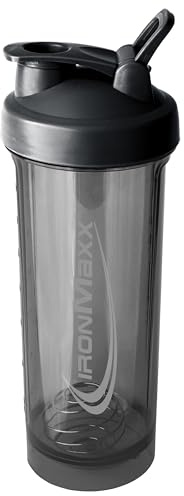 IronMaxx Shaker protéiné 700 ml Noir profond – shaker whey, protein shaker, shaker protéine fitness, shaker bulk, boule mélangeuse anti-grumeaux, bouteille sport anti-fuite pour fitness et salle