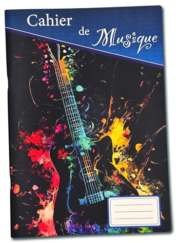 Musikheft – 50 Seiten – Notenblätter & Notizseiten – Format 17 x 22 cm – farbiger Einband personalisierbar – ideal für Schüler, Unterricht und Lernen (E-Gitarre)