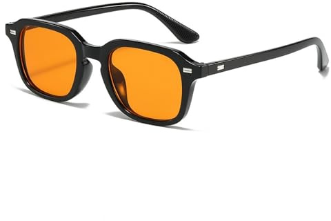qinqilanqi-S Vintage Rechteck Sonnenbrille Damen Herren，Retro Quadratische Sonnenbrille，UV-Schutz