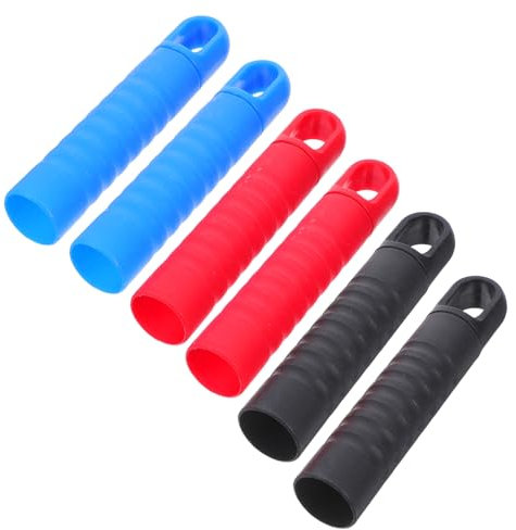 Beavorty 6pcs Plastic Broom Handle Replacement Parts Anti-Slip Grip Sleeves End Caps with Hanging Ring Fits 25mm Mop Rods Extendable Handle Connector for Household Cleaning