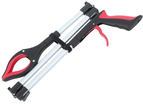 POPETPOP Recogedor de Basura Plegable de Tres Pliegues Herramienta de Agarre de Aleación de Aluminio Mango Largo y Diseño Ergonómico para Uso Interior y Exterior