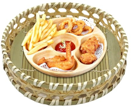 Paniers De Service Plateau Alimentaire Lavable Rustique Creux pour Fruits