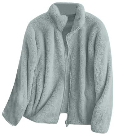 Ansenesna Teddy Fleecejacke Damen Winter Winterjacke Warm Gefüttert Wintermantel Teddyfleece Flauschig Teddyjacke Ohne Kapuze Jacke Mantel Frauen mit Reissverschluss Damen-Jacken Plüschjacke