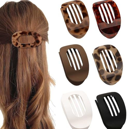 WYRGQIQN Pinces Cheveux Femmes Lot de 6, Pinces Plates antiglisse pour coiffures épaisses ou Fines, résine Durable Multicolore, Pinces Plates Grandes Taille pour Usage Quotidien et soirées