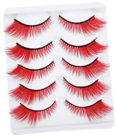 Beaupretty 5 Pairs Colored Wispy False Eyelashes for Halloween Party Cosplay Lightweight Volume Artificial Lash Strips Reusable Natural-look Manga Style Extensions
