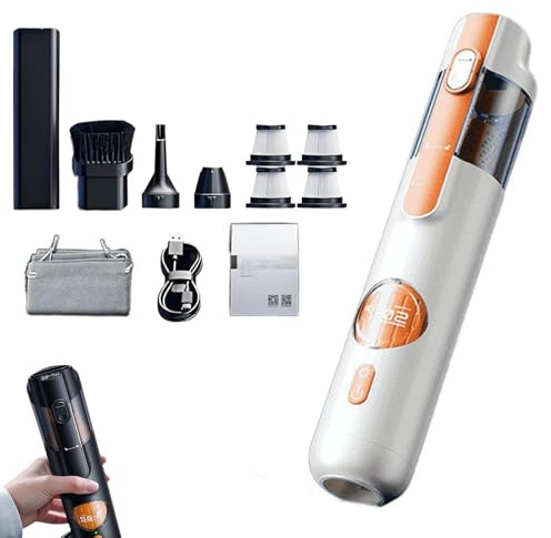 Dujuanus Aspirateur à Main, Kit d'aspirateur à Main Intelligent 5 en 1, Puissant aspirateur de Voiture sans Fil, Mini Aspirateur de Voiture pour Voiture Animaux Maison Car (White)