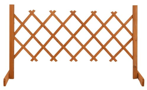 QJBSAVVA Gartenzaun Orange 120 x 60 cm aus massiver Tanne erweiterbarer Rankzaun wetterfest modernes Design für Beet Küche Hof Balkon und Terrasse