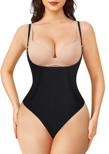 Nebility Shapewear Bodysuits for Women Open Bust Tummy Control Body Shaper Seamless Thong Leotards Underwear