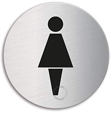 Cartello - Toilette WC Donne | Targhette Targa acciaio inox Ø 75 mm autoadesivo | Ofform Design Originale No.40043