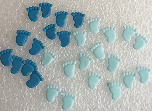 30 Cute Edible Baby Feet Mix 2 shades of Blue or Choose Colour; 1.2cm Baby Shower, Christening, Baptism Cake/Cupcake Topper/Decoration