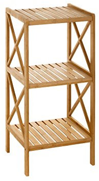 LOLAhome Estantería Bambú Baño Suelo Nórdica | Estante de 3 Baldas Madera Natural | Organizador Almacenaje Cocina y Decoración Hogar | Sol Naciente De 36,5x33x 85 cm
