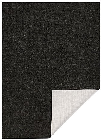 NORTHRUGS In- und Outdoor Teppich Miami 80x250cm - Wendeteppich Wetterfest Modernes Unifarben Design Läufer für Balkon Terrasse Garten Wintergarten Wohnzimmerteppich Wasserfest in Schwarz Creme