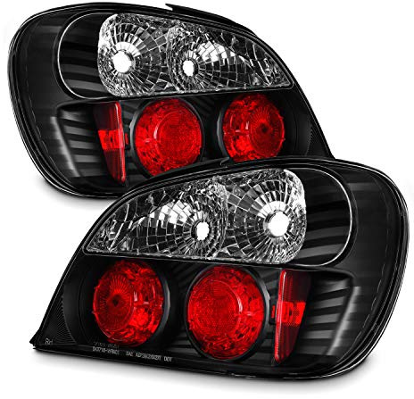 AKKON - For 2002-2003 Subaru Impreza WRX RS Model Sedan 4Dr Black Tail Lights Lamp Left+Right Pair Replacement