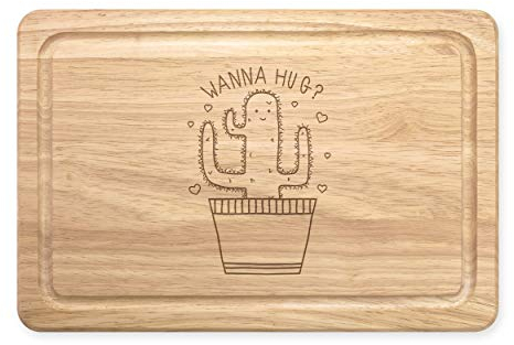 Cactus Quiero Abrazo Rectangular Tabla para Picar de Madera