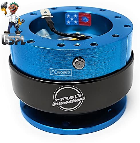 NRG (SRK-200) Neo Blue Aluminum GEN 2.0 Racing Performance Steering Wheel Quick Release Adapter Fit 2-Way 6-Hole Pattern Design