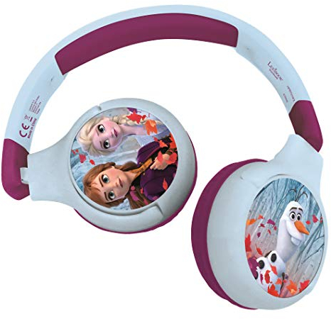 LEXIBOOK - Disney Frozen - Auriculares Infantiles 2 en 1 Bluetooth y con Cable, Estéreo, inalámbricos, con Cable, limitación de Sonido, Plegables, Ajustables, niña, Azul/Violeta, HPBT010FZ