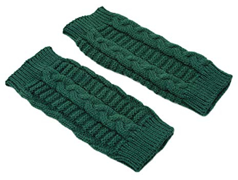Flybloom Handgefertigte Strickhandschuhe für Damen Winterwarme Handschuhe Fingerlose Handschuhe (grün)