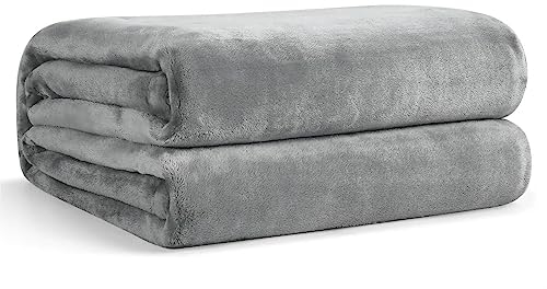 EHEYCIGA Kuscheldecke flauschig Grau, weiche warme Fleecedecke 220x240 als Decke Sofa, Wohndecke oder Couchdecke überwurf