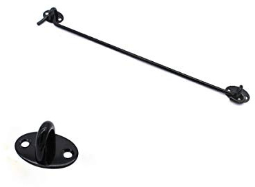 Türschloss-Haken, Edelstahl, Kabinenhaken, Schrank-Box-Haken, 35,6 cm (14 Zoll) Haken und Ösen-Riegel, schwarz, 2 Stück