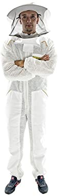 LYSON Imkeranzug aus Mesh und Baumwolle Imkeroverall mit abnehmbarem Hut belüftet Imkerbekleidung, Imkerjacke mit Reißverschluss Grösse L