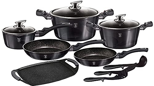 Berlinger Haus Carbon Pro 12 Pc Cookware Set With Grill No Stick Pots Pans Induction Tools