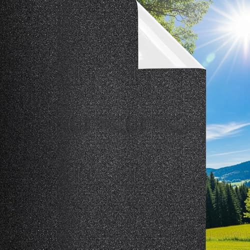 DIFIT Total mörkläggningsfönsterfilm, 100% ljusblockerande och integritetsfilm, statisk fästande, anti-UV, avtagbar fönsterfilm för sovrum, vardagsrum och daglig sömn,90 x 300 cm