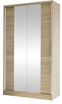 Mirjan24 Kleiderschrank Camtalo V mit 2 Spiegel, Schwebetürenschrank, Garderobenschrank mit Kleiderstange und Einlegeboden, Schlafzimmerschrank (Sonoma Eiche)