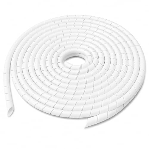 On1shelf® Extra Large Spiral Cable Wrap 25mm x 10m White | Heavy Duty Cable Tidy Sleeve for TV PC Gaming Desk Office Wire Organiser Cable Management