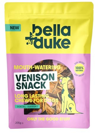 Bella+Duke Venison Snack for Dogs - Natural Alternative to Dental Sticks & Raw Hide - Long Lasting Chew for Cleaner Teeth & Prevents Plaque - Grain-free, High Protein and Hypoallergenic