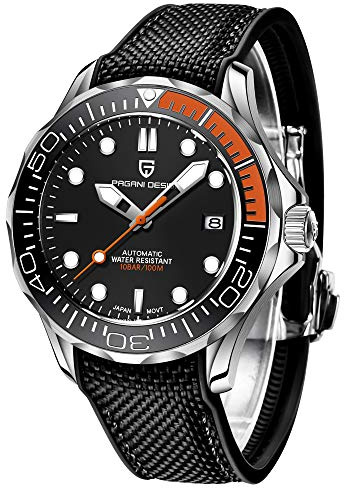 Pagani Design 007-Modell Herren-Automatikuhr, NH35 Uhrwerk, drehbar, Keramik-Lünette, Edelstahl, wasserdicht, selbstaufziehend, Armbanduhr