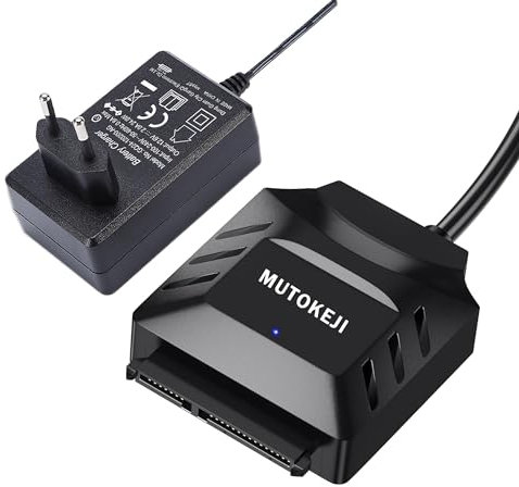 MUTOKEJI Adaptateur Sata USB 3.0, Câble Adaptateur de Disque Dur SATA III pour Disque Dur/SSD 3,5/2,5 Pouces avec Adaptateur d'alimentation 12 V/2 A Prend en Charge UASP