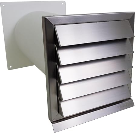 VentilationNord Mauerkasten 100 mit zwei Rückstauklappen | Energiespar Ab- und Zuluftmauerkasten | Edelstahl-Außengitter mit Wandabdichtung | mit Insektenschutzgitter | Teleskoprohr Ø 100