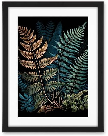 Artery8 Detailed Botanical Illustration Fern Frond Species Artwork Framed Wall Art Print 18X24 Inch